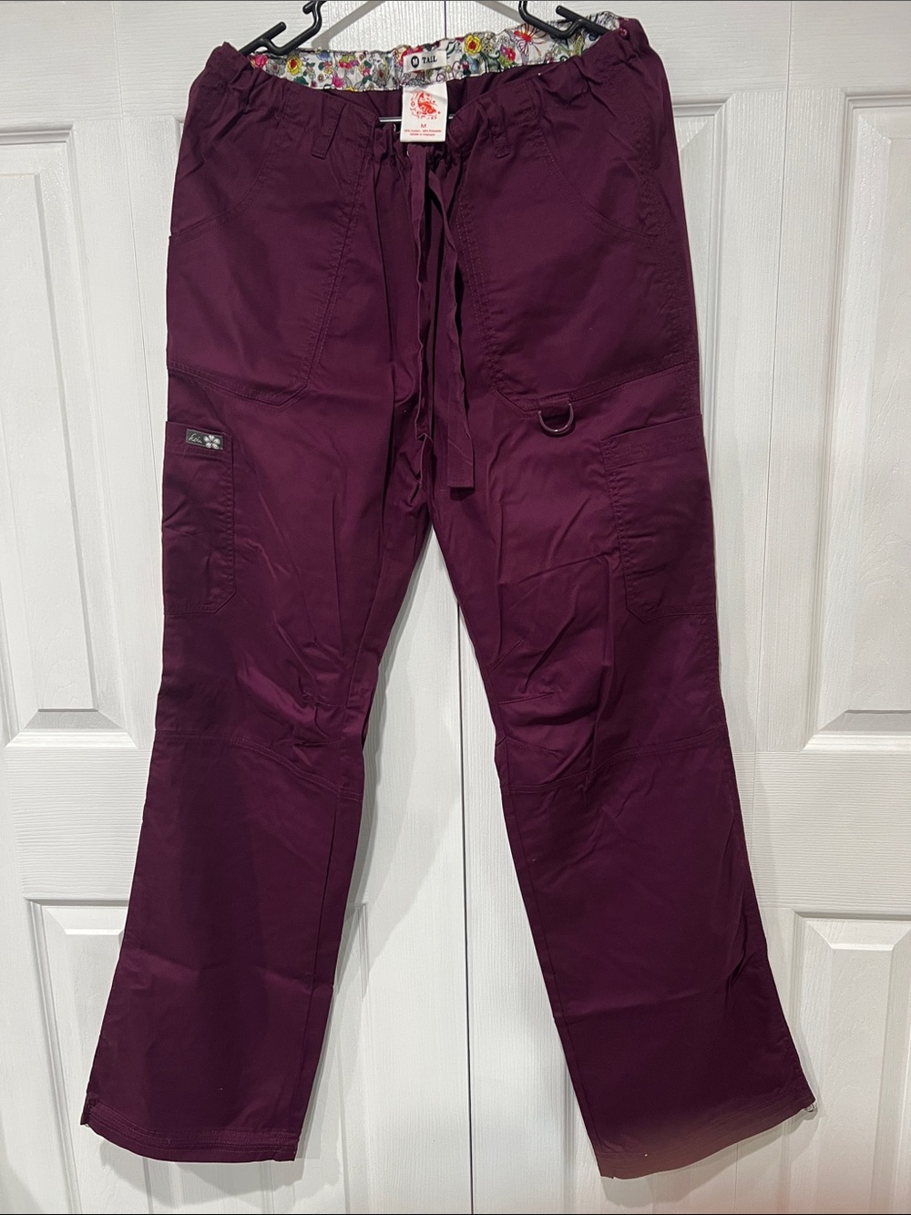 Koi Women’s Cargo Scrub Pants in Burgandy